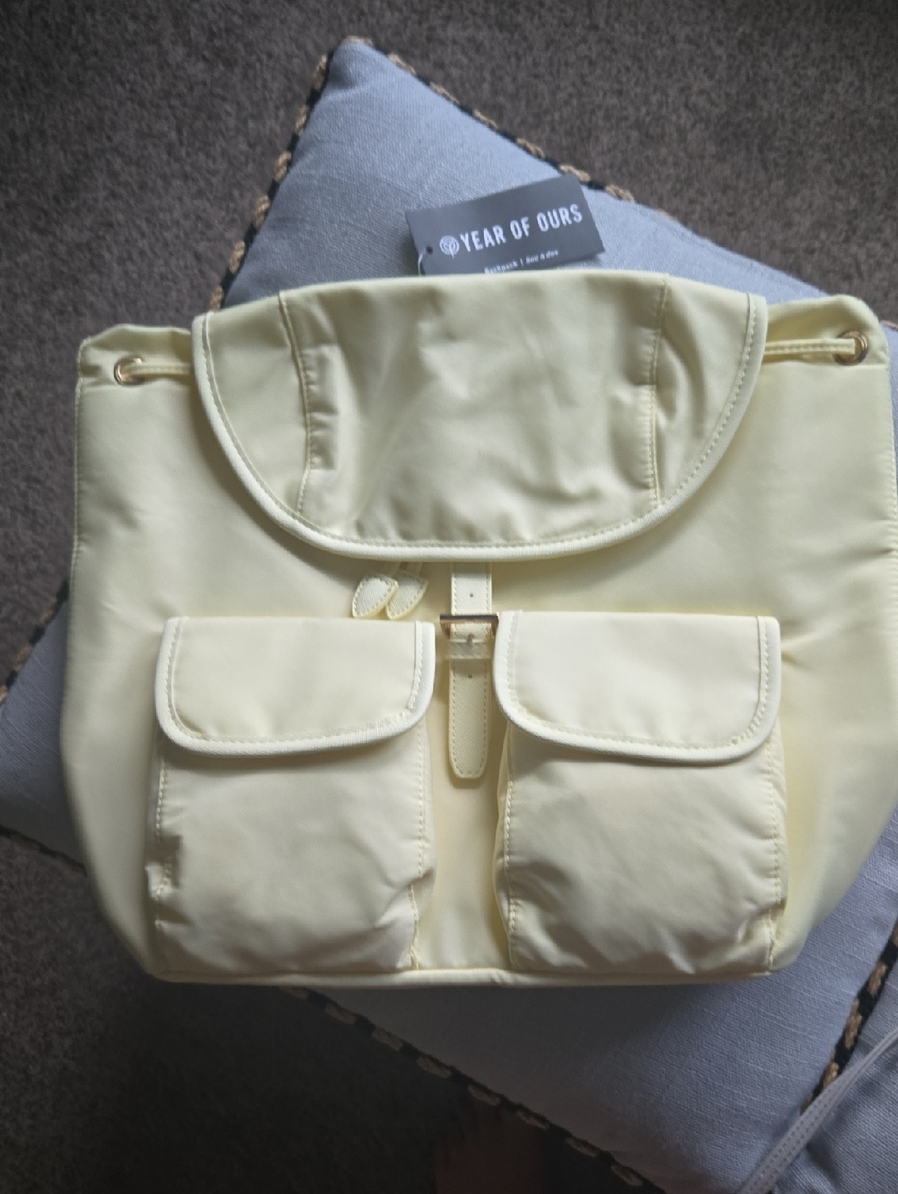 Year of Ours Pale Yellow Nylon Backpack with Front Pockets💛NEW